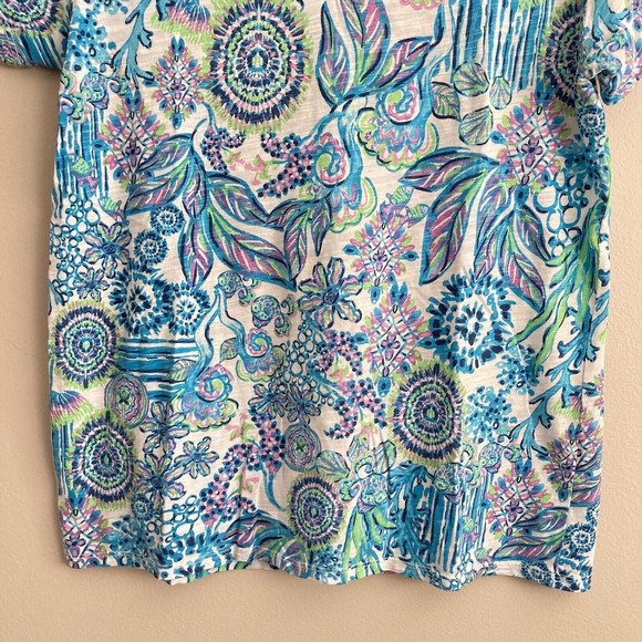Fresh Produce Bright Print Top Coral Fish Sea Pattern Size XS Made in USA - Picture 6 of 9
